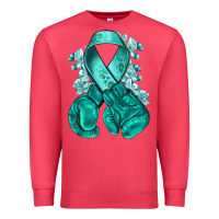 Cardinal teal ribbon with boxing gloves Premium Sweatshirt - NancyCooperArtShop