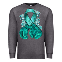 Charcoal Heather teal ribbon with boxing gloves Premium Sweatshirt - NancyCooperArtShop