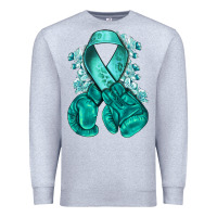Heather Grey teal ribbon with boxing gloves Premium Sweatshirt - NancyCooperArtShop