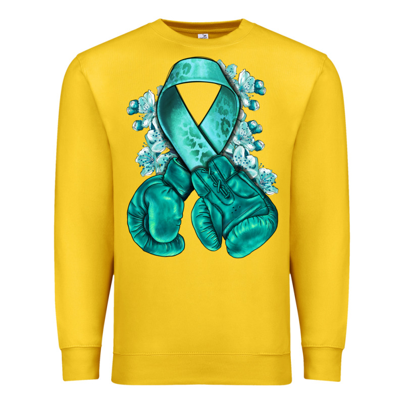 Teal Ribbon With Boxing Gloves Premium Sweatshirt by NancyCooperArtShop | Teevron