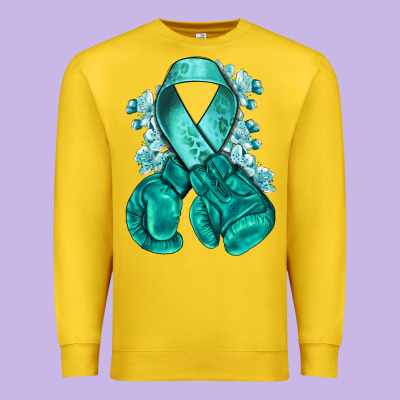 Teal Ribbon With Boxing Gloves Premium Sweatshirt Designed By Nancycooperartshop