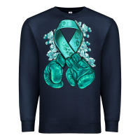 Navy teal ribbon with boxing gloves Premium Sweatshirt - NancyCooperArtShop