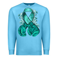 Ocean Blue teal ribbon with boxing gloves Premium Sweatshirt - NancyCooperArtShop
