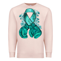 Pale Pink teal ribbon with boxing gloves Premium Sweatshirt - NancyCooperArtShop