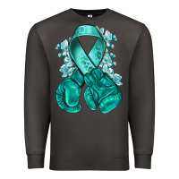 Smoke teal ribbon with boxing gloves Premium Sweatshirt - NancyCooperArtShop