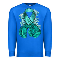True Royal teal ribbon with boxing gloves Premium Sweatshirt - NancyCooperArtShop