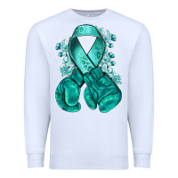 White teal ribbon with boxing gloves Premium Sweatshirt - NancyCooperArtShop
