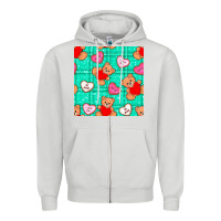 Dove Grey valentines day teddy bears and cookies seamless pattern Zipper Hoodie - BundleAndBundleShop