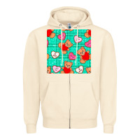 Sandshell valentines day teddy bears and cookies seamless pattern Zipper Hoodie - BundleAndBundleShop