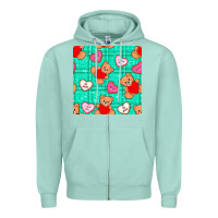 Seafoam valentines day teddy bears and cookies seamless pattern Zipper Hoodie - BundleAndBundleShop