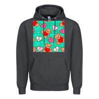 Smoke valentines day teddy bears and cookies seamless pattern Zipper Hoodie - BundleAndBundleShop