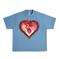 Pebble Blue valentine's day rooster with leopard heart Urban Heavy Tee - RanaPortraitStore