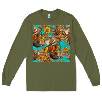 Army Green western boots and hat seamless pattern Long Sleeve Tee - HRA Design Shop
