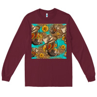Burgundy western boots and hat seamless pattern Long Sleeve Tee - HRA Design Shop