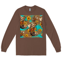 Chestnut western boots and hat seamless pattern Long Sleeve Tee - HRA Design Shop