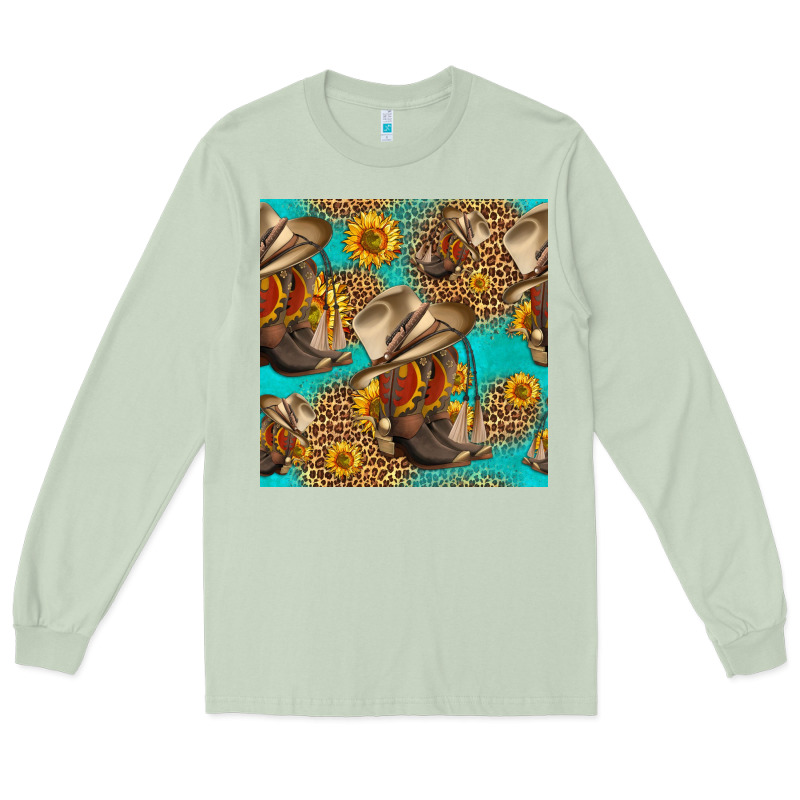 Western Boots And Hat Seamless Pattern Long Sleeve Tee by HRA Design Shop | Teevron