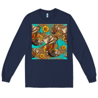 Navy western boots and hat seamless pattern Long Sleeve Tee - HRA Design Shop