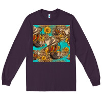 Plum western boots and hat seamless pattern Long Sleeve Tee - HRA Design Shop