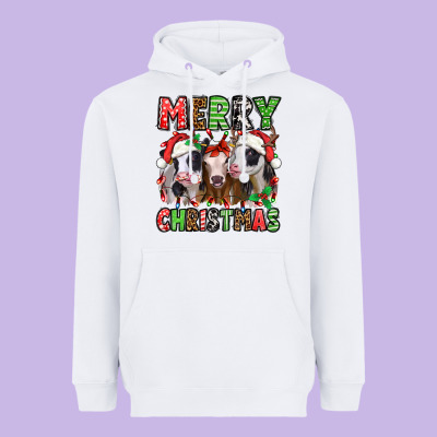 Merry Christmas Heifers Heavyweight Hoodie Designed By Jasminsmagicworld