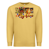 Antique Gold Love My Hero Firefighter Premium Sweatshirt - LillyAllenDesigns