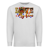 Dove Grey Love My Hero Firefighter Premium Sweatshirt - LillyAllenDesigns