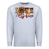 Heather Grey Love My Hero Firefighter Premium Sweatshirt - LillyAllenDesigns