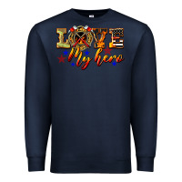 Navy Love My Hero Firefighter Premium Sweatshirt - LillyAllenDesigns