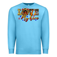 Ocean Blue Love My Hero Firefighter Premium Sweatshirt - LillyAllenDesigns