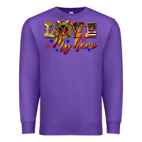 Purple Love My Hero Firefighter Premium Sweatshirt - LillyAllenDesigns