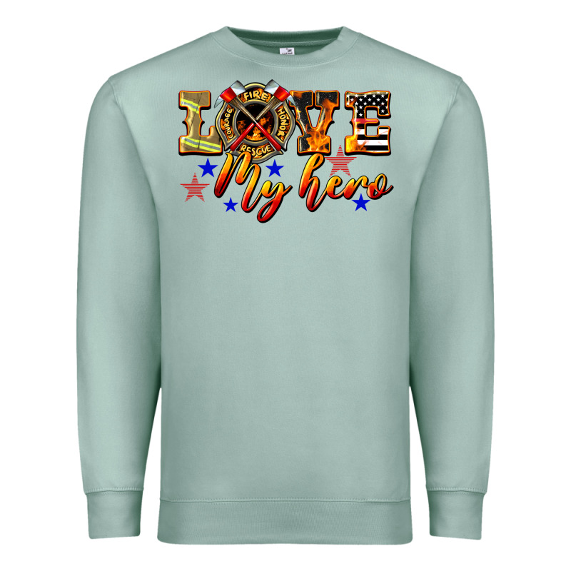 Love My Hero Firefighter Premium Sweatshirt by LillyAllenDesigns | Teevron