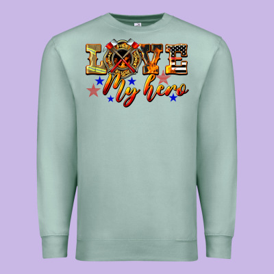 Love My Hero Firefighter Premium Sweatshirt Designed By Lillyallendesigns