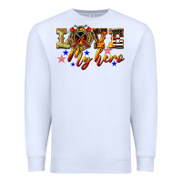 White Love My Hero Firefighter Premium Sweatshirt - LillyAllenDesigns