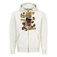 Oatmeal Heather energy coffee fuel station Zipper Hoodie - Artiststas
