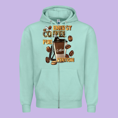 Energy Coffee Fuel Station Zipper Hoodie Designed By Artiststas