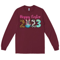 Burgundy Happy Easter 2023 Easter Day Long Sleeve Tee - Neo Western