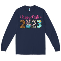Navy Happy Easter 2023 Easter Day Long Sleeve Tee - Neo Western