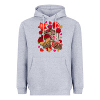 Heather Grey valentines day skeleton Heavyweight Hoodie - NancyCooperArtShop