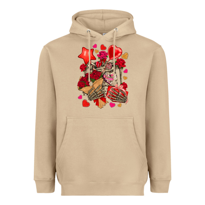 Valentines Day Skeleton Heavyweight Hoodie by NancyCooperArtShop | Teevron