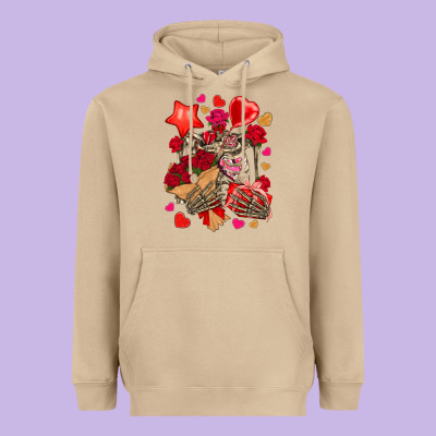 Valentines Day Skeleton Heavyweight Hoodie Designed By Nancycooperartshop