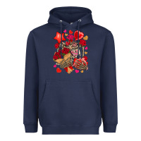 Navy valentines day skeleton Heavyweight Hoodie - NancyCooperArtShop
