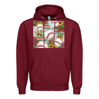 Burgundy baseball leopard sunflower Zipper Hoodie - JahusDesignShop