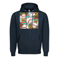 Navy baseball leopard sunflower Zipper Hoodie - JahusDesignShop