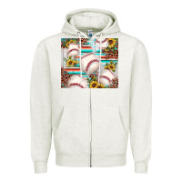 Oatmeal Heather baseball leopard sunflower Zipper Hoodie - JahusDesignShop