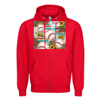 Red baseball leopard sunflower Zipper Hoodie - JahusDesignShop