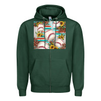Sports Green baseball leopard sunflower Zipper Hoodie - JahusDesignShop