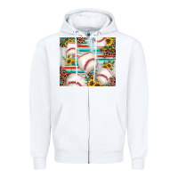 White baseball leopard sunflower Zipper Hoodie - JahusDesignShop