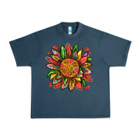 Midnight Navy watermelon sunflower Urban Heavy Tee - texasbilliewilder
