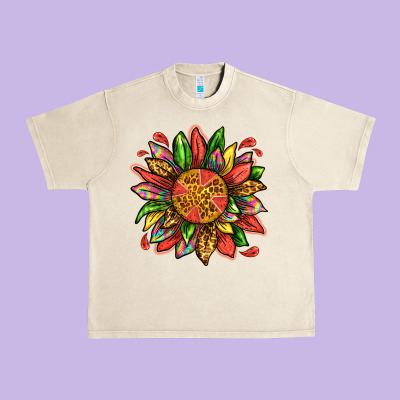 Watermelon Sunflower Urban Heavy Tee Designed By Texasbilliewilder