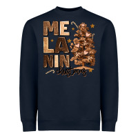 Navy melanin christmas with christmas tree Heavyweight Sweatshirt - MaliasSmallBusiness