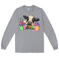 Heather Grey Happy Easter Cow Easter Day Long Sleeve Tee - Neo Western